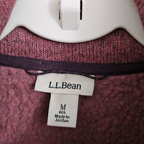 LL Bean Sweater Womens Medium Dark Plum Rose Fleece‎ Half-Zip Pullover Outdoor - Picture 2 of 10